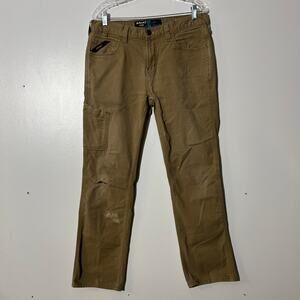 Ariat Rebar M7 Slim Straight Leg Distressed Cargo Khaki Pants Men’s Size 32x32